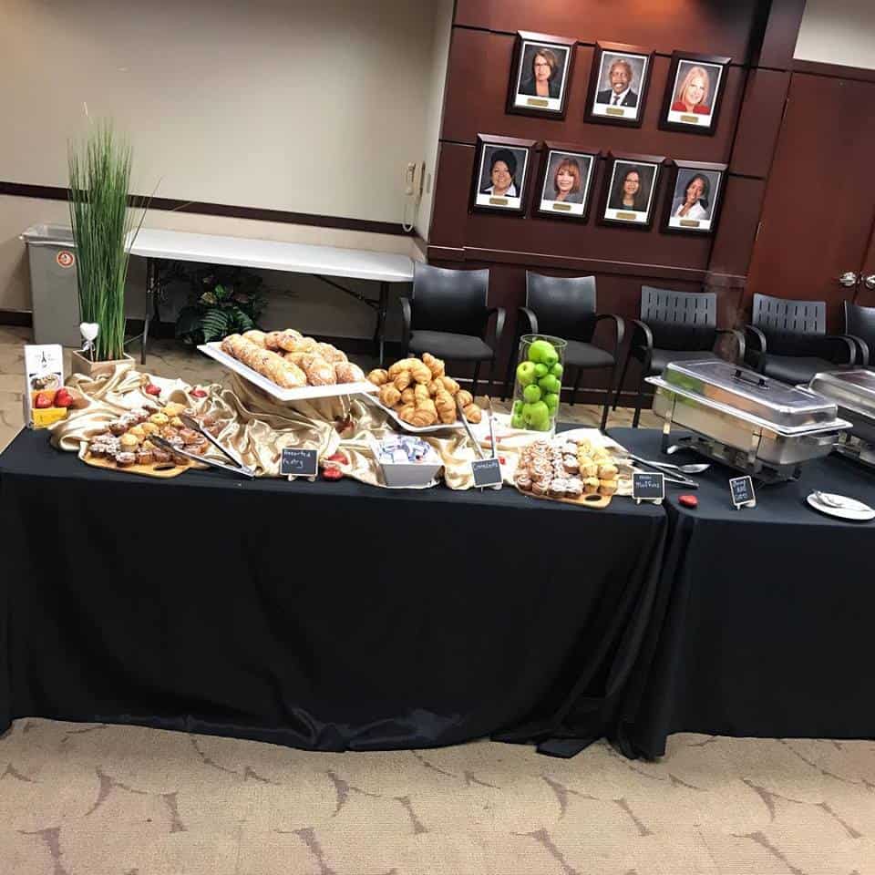 Corporate catering buffet set for a working lunch